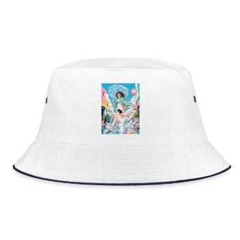 Happy rainy day in pastel colors - Bucket Hat - white/navy - Front