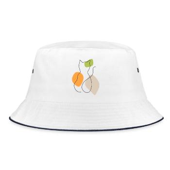 Lineart cat with pastel shapes - Bucket Hat - white/navy - Front