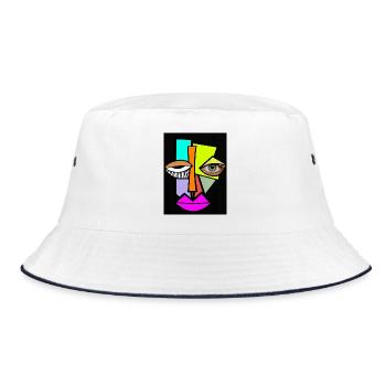 Neon Geometric Face Pop Art - Bucket Hat - white/navy - Front