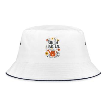 Bin im Garten – Lustiger Gärtner Spruch - Bucket Hat - Weiß/Navy - Vorne