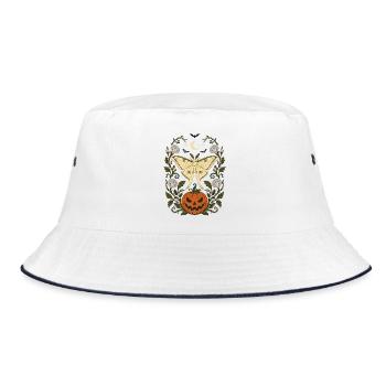 Halloween Luna Moth & Jack O' Lantern - Bucket Hat - white/navy - Front