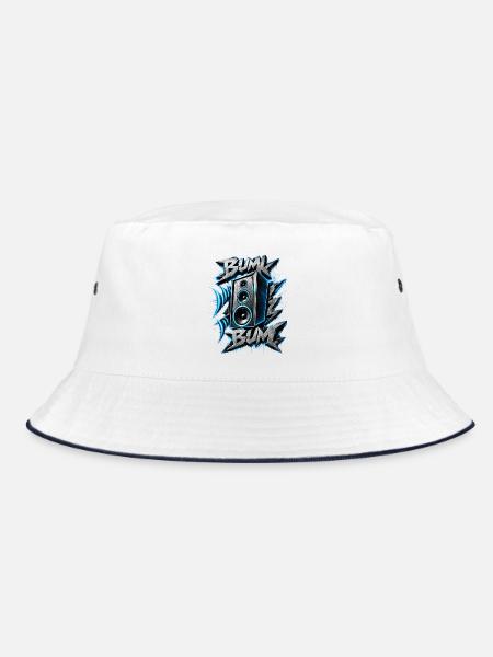 Bass Boom Graffiti-Lautsprecher - Bucket Hat - Weiß/Navy