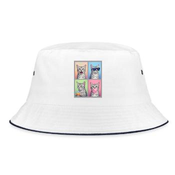 Cats Egyptian Mau Cat - Bucket Hat - white/navy - Front