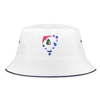 Glittering umbrella and flower ring - Bucket Hat - white/navy - Front