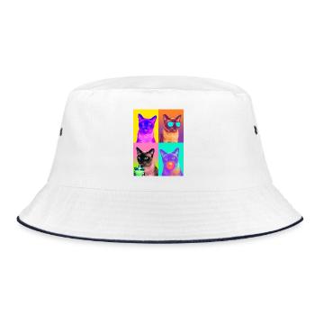 Cats European Burmese Cat - Bucket Hat - white/navy - Front