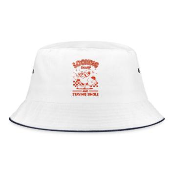 Staying Single - Bucket Hat - Weiß/Navy - Vorne