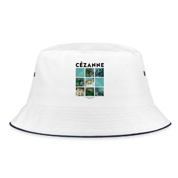 Kunst Malerei von Cezanne Impressionismus - Bucket Hat - Weiß/Navy - Vorne