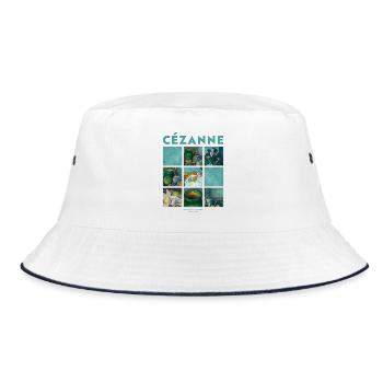 Kunst Malerei von Cezanne Impressionismus - Bucket Hat - Weiß/Navy - Vorne