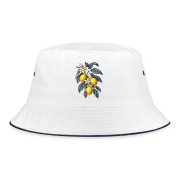 Zitrone - Bucket Hat - Weiß/Navy - Vorne