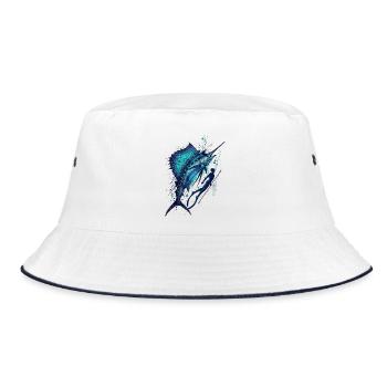 Dive into Deep Blue - Bucket Hat - Weiß/Navy - Vorne