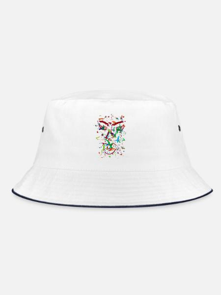 Abstraktes Porträt Grunge Splash Design - Bucket Hat - Weiß/Navy