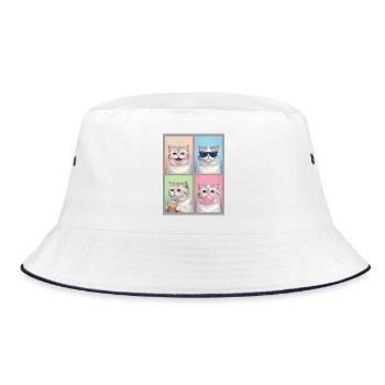 Katzen Perser Katze - Bucket Hat - Weiß/Navy - Vorne