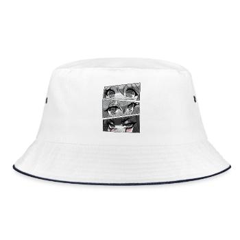 Herzaugen Manga Panels - Bucket Hat - Weiß/Navy - Vorne