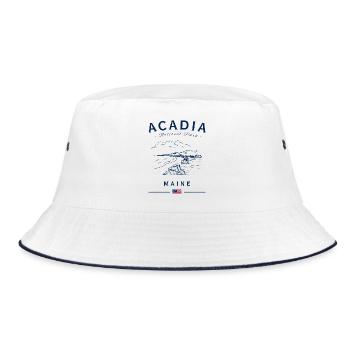 Acadia Nationalpark Maine Coastline Illustration - Bucket Hat - Weiß/Navy - Vorne