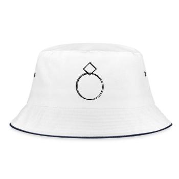Ring handgezeichnet - Bucket Hat - Weiß/Navy - Vorne
