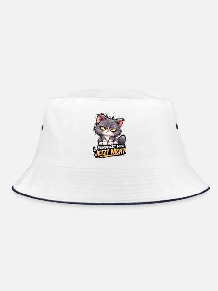 Grummelkat JetztNicht Beeindruckt - Bucket Hat - Weiß/Navy