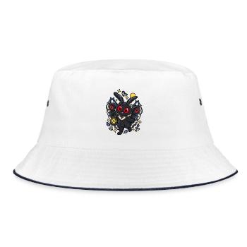 Nachtfalter-Kobold mit Laterne - Bucket Hat - Weiß/Navy - Vorne