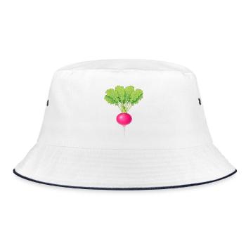 Rosa Rettich - Bucket Hat - Weiß/Navy - Vorne