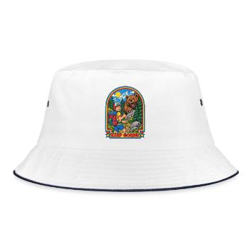 Wanderer trifft Bär Patch - Bucket Hat - Weiß/Navy - Vorne