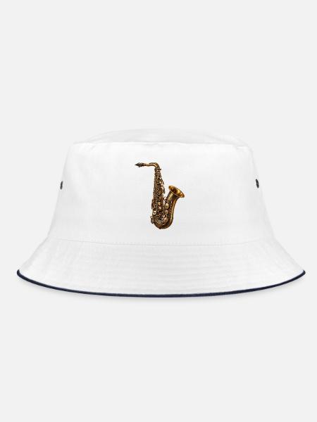 Maze Saxophon Jazz Musik Kunst - Bucket Hat - Weiß/Navy