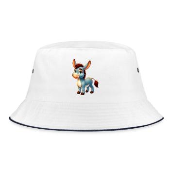 Esel-Maultier - Bucket Hat - Weiß/Navy - Vorne