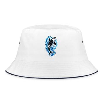 Eisiger Orca Sprung mit Kristallen - Bucket Hat - Weiß/Navy - Vorne