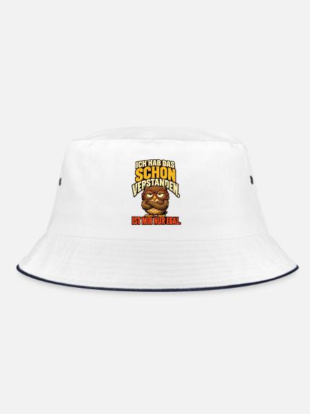 Ich hab das schon verstanden – Eule - Bucket Hat - Weiß/Navy