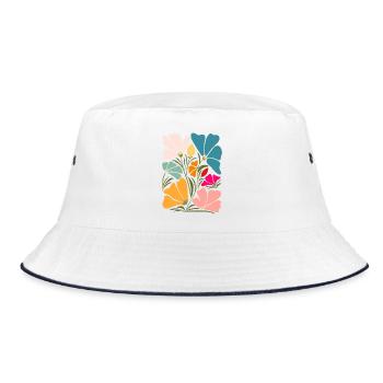 Wildflower Bouquet – Bunte Blumen im  Boho Stil - Bucket Hat - Weiß/Navy - Vorne