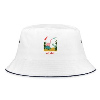 Oh shit! - Bucket Hat - Weiß/Navy - Vorne