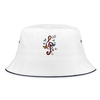 Flatternder_Notenschluessel - Bucket Hat - Weiß/Navy - Vorne
