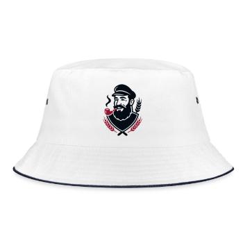 Seebaer Kapitaen Wappen Logo - Bucket Hat - Weiß/Navy - Vorne