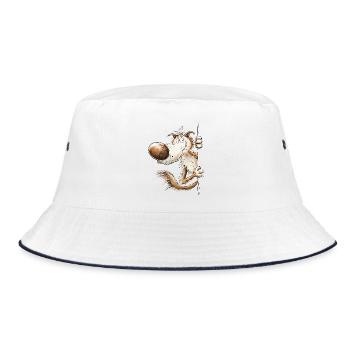 Lustiger Wolf um die Ecke | Wolf Wildtier Geschenk - Bucket Hat - Weiß/Navy - Vorne
