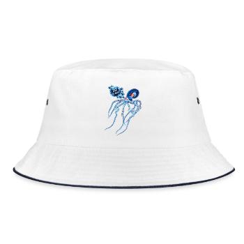 "IQ is cool" - Bucket Hat - Weiß/Navy - Vorne
