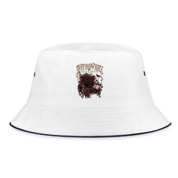 Introvert Society – Gothic Katze - Bucket Hat - Weiß/Navy - Vorne