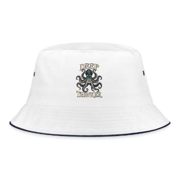 Deep Thinker – Vintage Oktopus - Bucket Hat - Weiß/Navy - Vorne