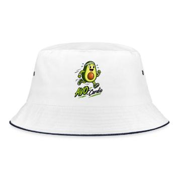 Avocado Fitnessläufer - Bucket Hat - Weiß/Navy - Vorne