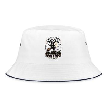  Hexen Geschenkidee Brocken Hexenbesen - Bucket Hat - Weiß/Navy - Vorne