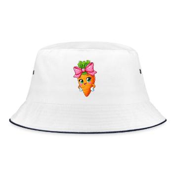 Karotten-Karotten-Gemüse - Bucket Hat - Weiß/Navy - Vorne