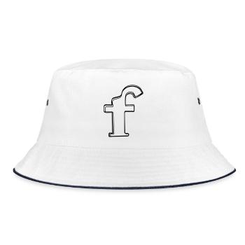 Kleinbuchstabe f handgezeichnet - Bucket Hat - Weiß/Navy - Vorne