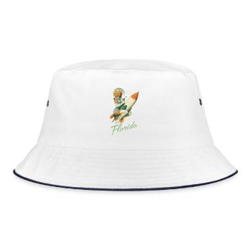 Retro Florida - Bucket Hat - Weiß/Navy - Vorne