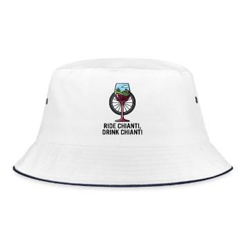 Reiten Sie Chianti Trinken Chianti Radfahren Weinkunst - Bucket Hat - Weiß/Navy - Vorne