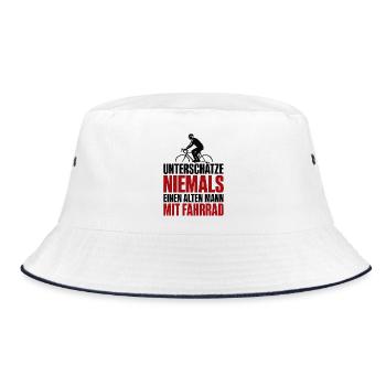 Unterschätze Nie einen alten Mann mit Fahrrad - Bucket Hat - Weiß/Navy - Vorne