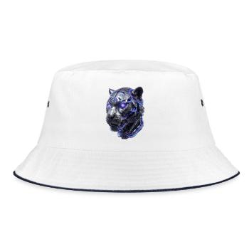 Neon-Tiger Kopf - Bucket Hat - Weiß/Navy - Vorne