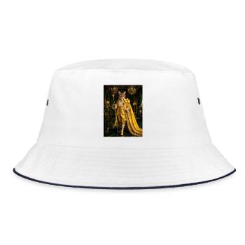 Barocke Goldene Königskatze - Bucket Hat - Weiß/Navy - Vorne