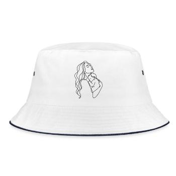 Mama & Baby Line Art - Bucket Hat - Weiß/Navy - Vorne