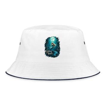 Meerjungfrau unter Wasser im Mondlicht - Bucket Hat - Weiß/Navy - Vorne