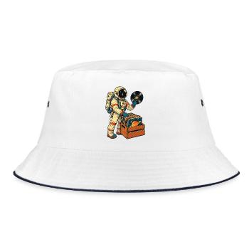 Astronaut Vinyl Sammler - Bucket Hat - Weiß/Navy - Vorne