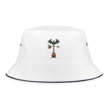 Gothic Halloween-Wetterfahne Kürbis - Bucket Hat - Weiß/Navy - Vorne