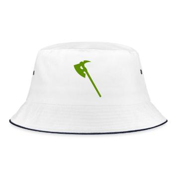 Grüne Axt Silhouette - Bucket Hat - Weiß/Navy - Vorne