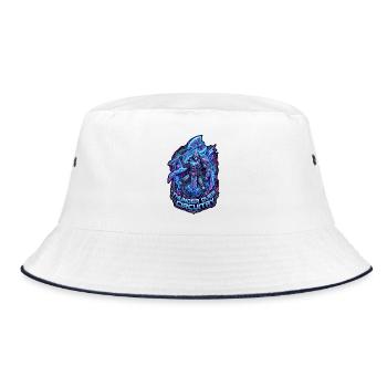 Cyberpunk Thor Neon Synthwave 3D-Schild - Bucket Hat - Weiß/Navy - Vorne
